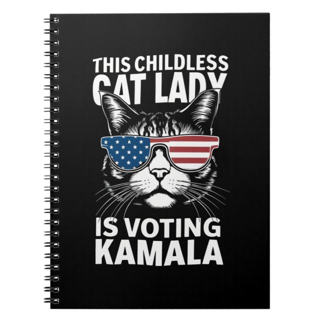 Carnet Cette dame de chats sans enfants vote Kamala-Harri (Devant)
