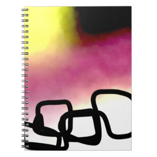 Carnet Chaîne de blocage : Abstrait rose, jaune, noir et 
