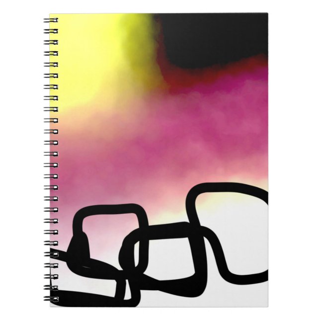 Carnet Chaîne de blocage : Abstrait rose, jaune, noir et  (Devant)
