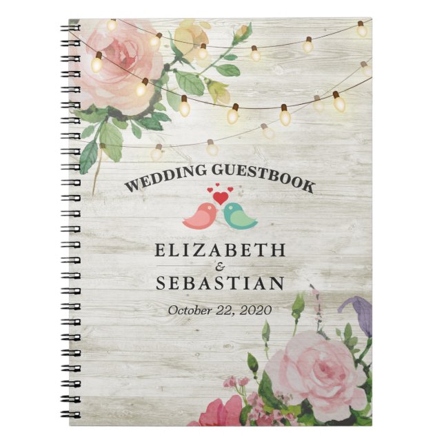 Carnet Chaîne de bois rustique éclaire le Mariage floral  (Devant)