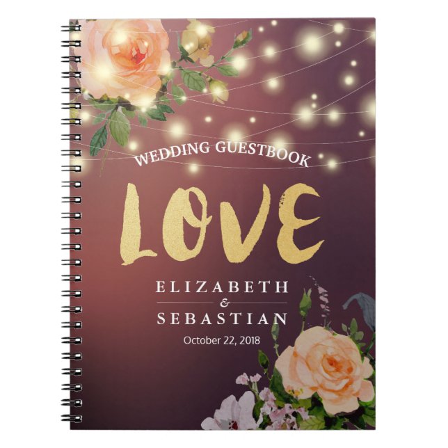 Carnet Chaîne Florale Rouge Bourgogne Mariage (Devant)