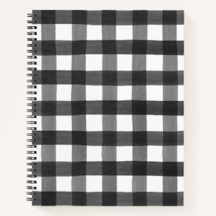 Carnet Chalet noir et blanc à l'aquarelle Buffalo Check