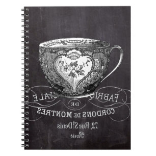 Carnet Chalkboard Alice à Wonderland tea party teacup