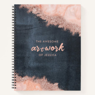 Carnet Chalkboard Rose Gold Marble Parties scintillant Ar