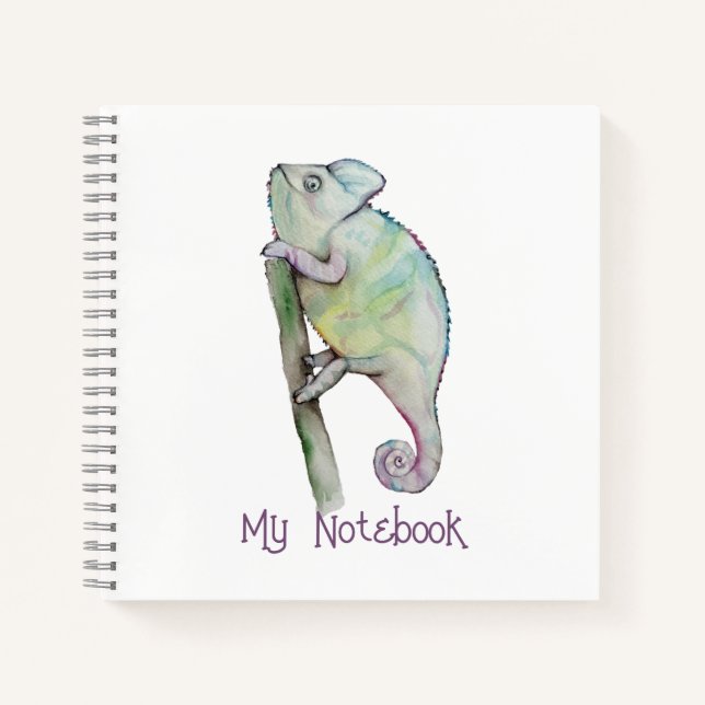 Carnet Chameleon à aquarelle mignonne (Devant)