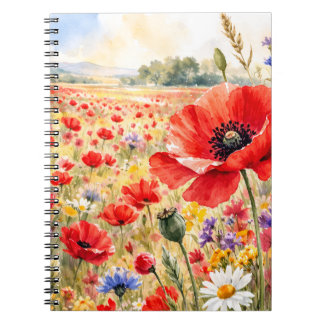 Carnet Champ de coquelicots - Coquelicot à l'aquarelle