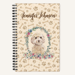 Carnet Champagne Cockapoo Chien Empreinte de patte & Cute