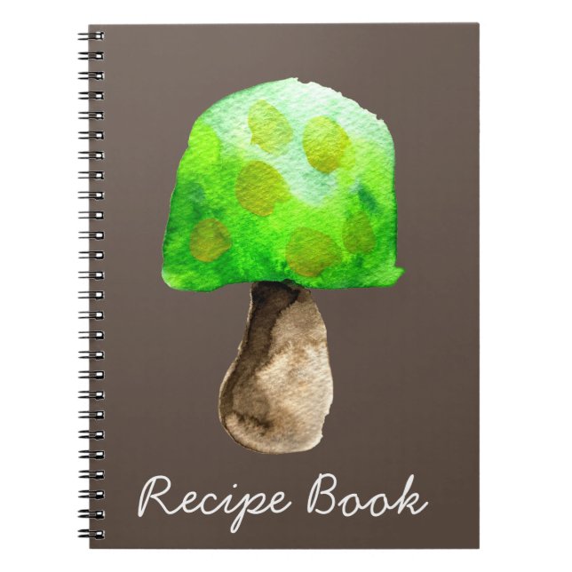Carnet Champignon vert aquarelle champignons mignons (Devant)