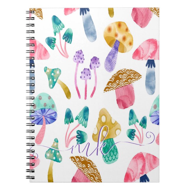 Carnet Champignons aquarelle mignons  (Devant)