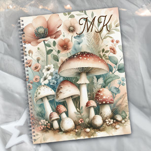Carnet Champignons et Fleurs Monogrammées Cottage Core