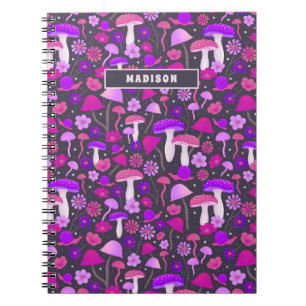 Carnet Champignons floraux Vibrant rose, violet et noir