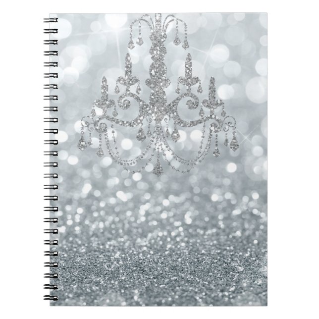 Carnet Chandelier blanc Parties scintillant en argent Bok (Devant)