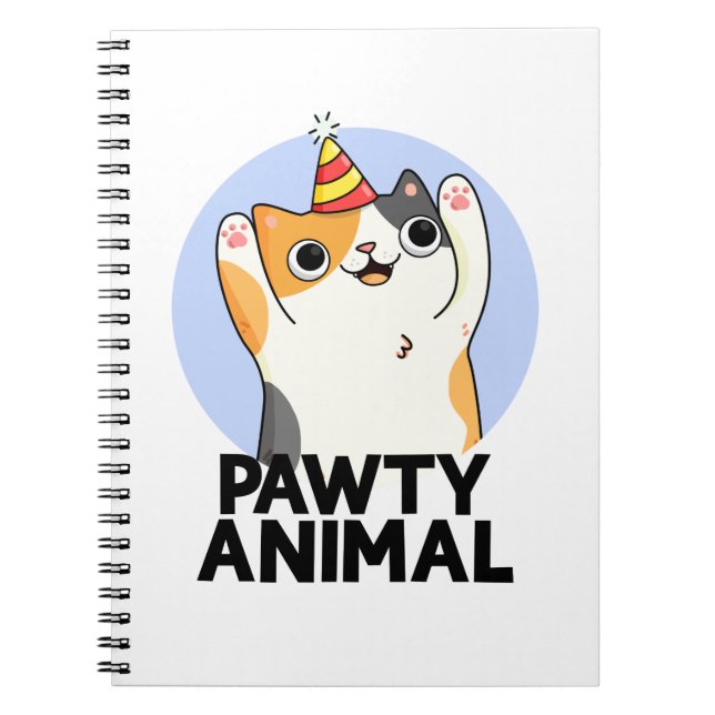 Carnet Chapeau de fête drôle d'animal de Pawty Chat Pun  (Devant)