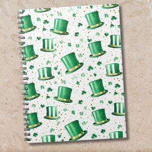 Carnet Chapeaux verts dorés de luxe et trèfles blancs