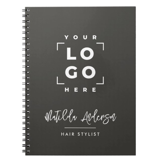 Carnet Charcoal gris élégant moderne votre logo noir (Devant)