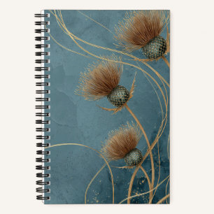 Carnet Chardon Doré Bleu Canard Texture Élégance