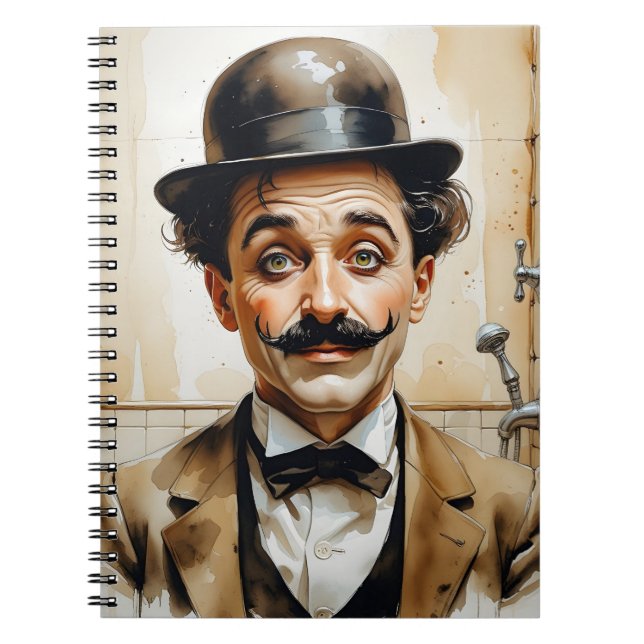 Carnet charlie chaplin funny in bathroom  (Devant)