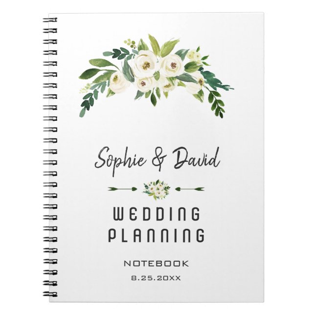 Carnet Charmant Wedding planner Floral à floraison blanch (Devant)