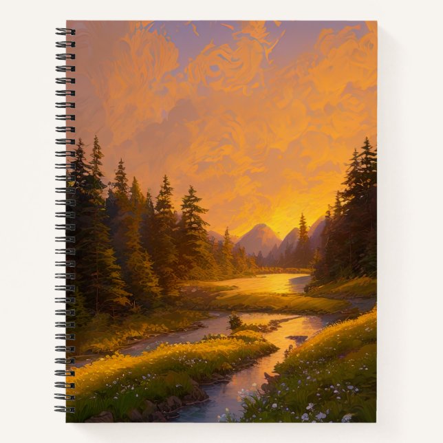 Carnet Charme du coucher de soleil d'or (Devant)