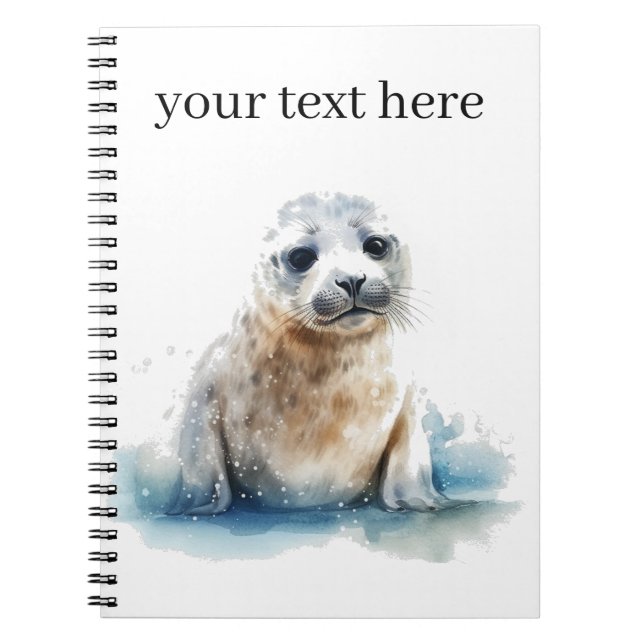Carnet Charming Aquarelle Seal Pup, personnalisée (Devant)