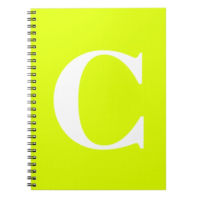 Carnet Chartreuse Fluorante Yellow Neon Nom Monogramme (Devant)
