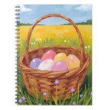 Chasse aux œufs dans un panier de Pâques Aquarelle