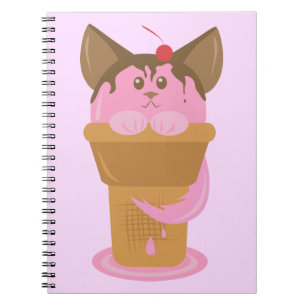 Carnet Chat à crème glacée fraise