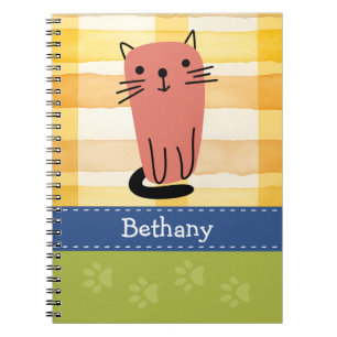 Carnet Chat à Doodle, Chèque Jaune, Empreintes de pattes,