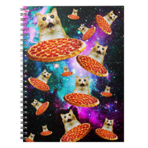 Carnet Chat à pizza de l'espace amusant