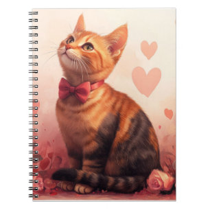 Carnet Chat abyssinien avec Rose - Saint Valentin