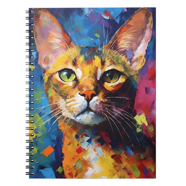Carnet Chat abyssinien coloré (Devant)