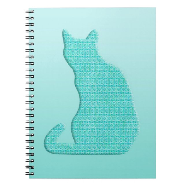 Carnet Chat Arabesque - tons turquoise (Devant)