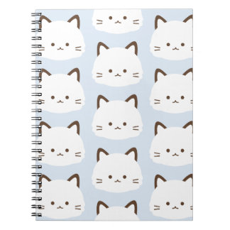 Carnet Chat au visage mignon sur fond bleu pastel