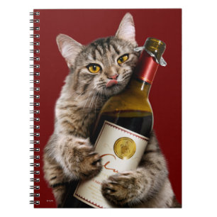 Carnet Chat Avec Bouteille De Vin