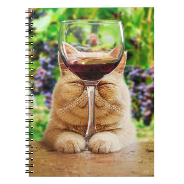 Carnet Chat avec verre de vin (Devant)
