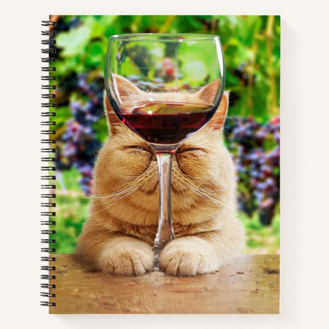 Carnet Chat avec verre de vin (Devant)