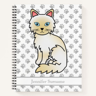 Carnet Chat Birman / Ragdoll au point crème & Texte perso