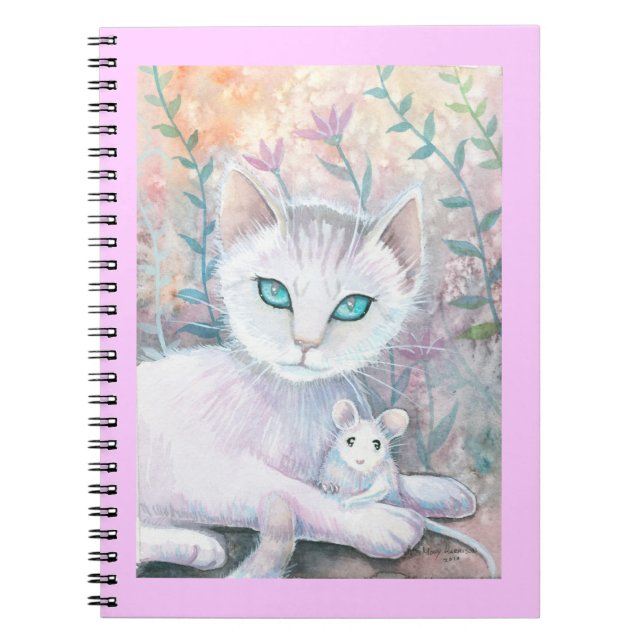 Carnet Chat Blanc et Souris (Devant)