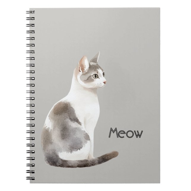 Carnet Chat Blanc Gris (Devant)