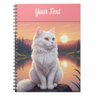Carnet Chat blanc par lac