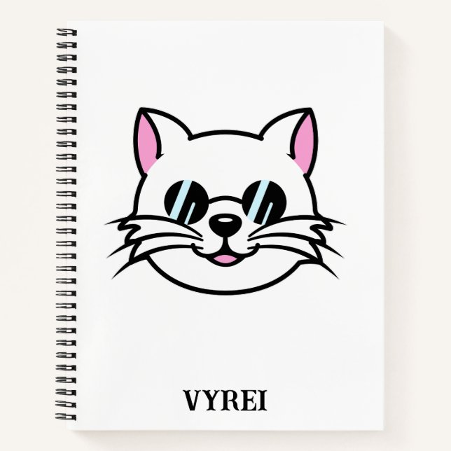 Carnet Chat blanc portant des lunettes noires / lunettes  (Devant)
