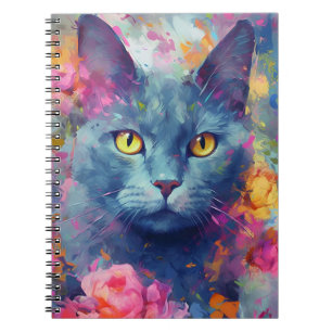 Carnet Chat bleu russe coloré