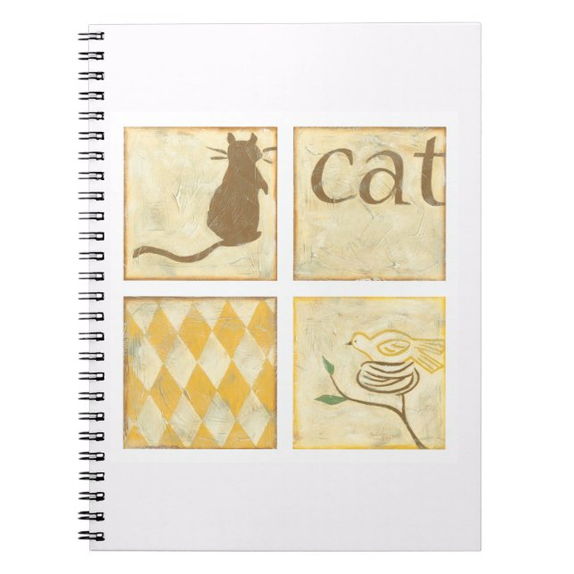 Carnet Chat Brown et oiseau jaune par Chariklia Zarris (Devant)