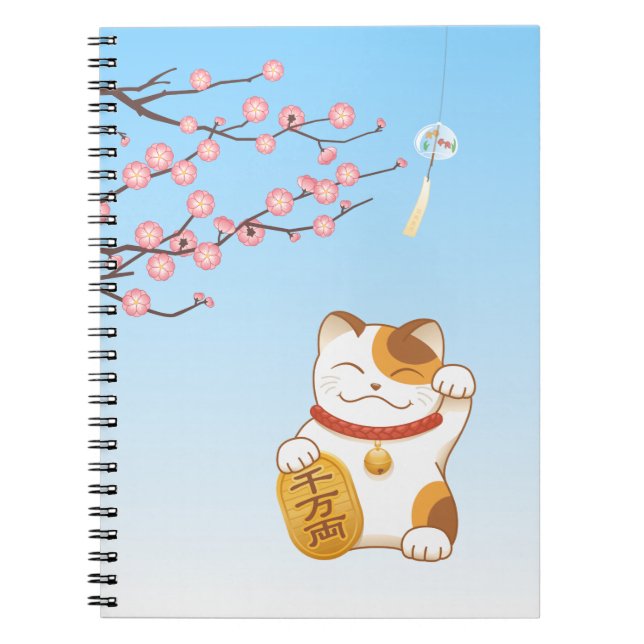 Carnet Chat Calico Lucky Japonais, Maneki Neko (Devant)