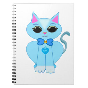 Carnet Chat chaton bleu clair élégant