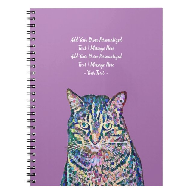 Carnet Chat coloré Texte personnalisé (Devant)