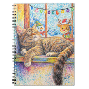 Carnet Chat confortable faisant la sieste près de la fenê