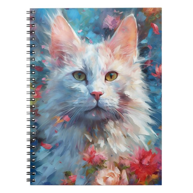 Carnet Chat d'Angora turc coloré (Devant)