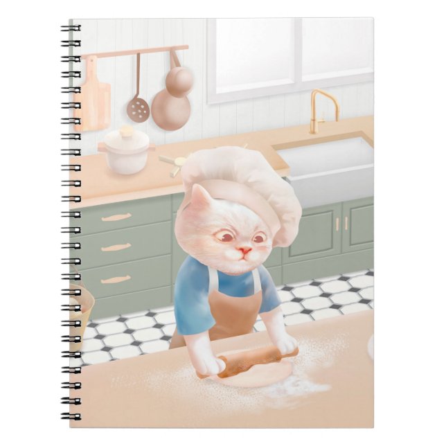 Carnet Chat dans la cuisine avec un chapeau de chef qui f (Devant)