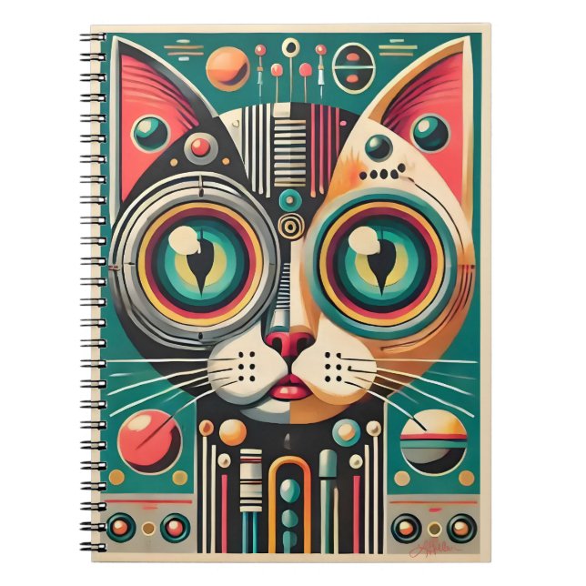 Carnet Chat de circuit rétro-futuriste du milieu du siècl (Devant)